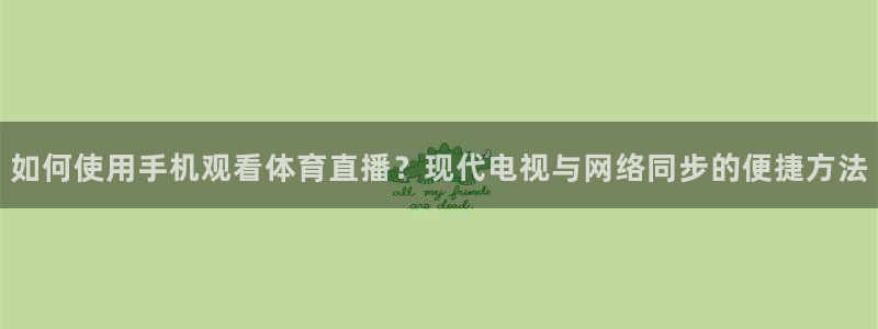 乐球直播免费体育直播：如何使用手机观看体育直播？现代电视与网络同步的便捷方法